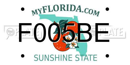 F005BE Florida License Plate
