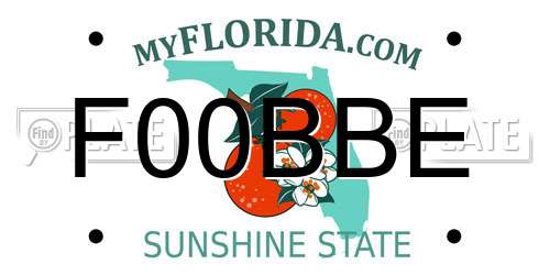 F00BBE Florida License Plate