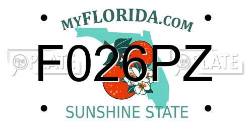 F026PZ Florida License Plate
