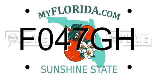 F047GH Florida License Plate