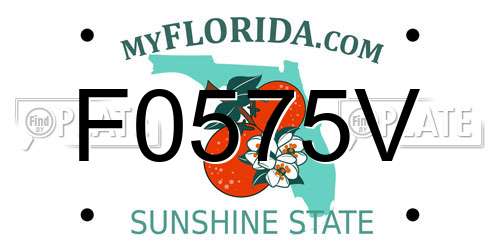 F0575V Florida License Plate