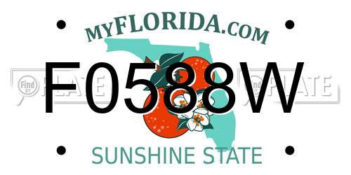 F0588W Florida License Plate