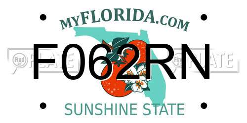 F062RN Florida License Plate