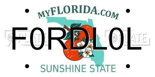 F0RDL0L Florida License Plate