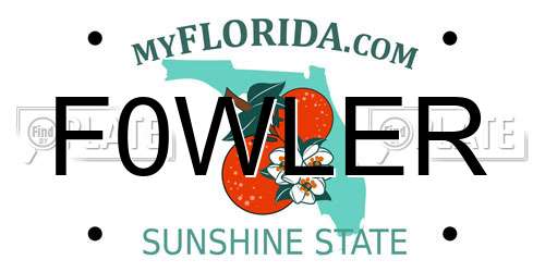 F0WLER Florida License Plate