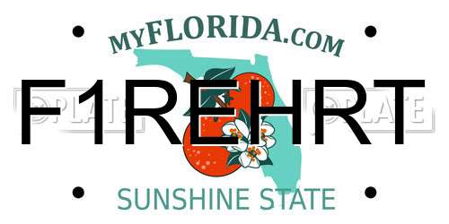 F1REHRT Florida License Plate