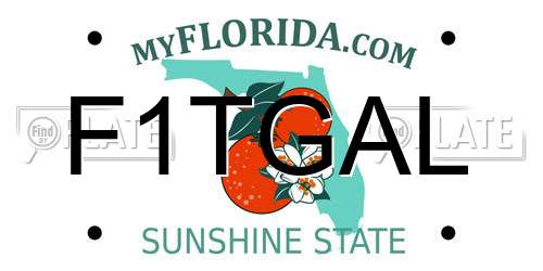 F1TGAL Florida License Plate