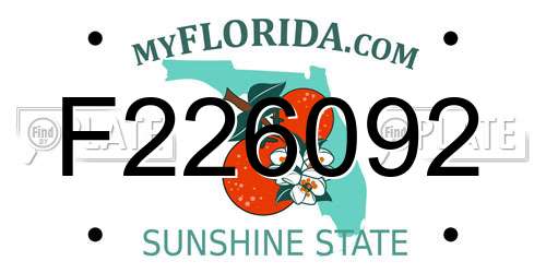 F226092 Florida License Plate