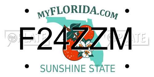 F24ZZM Florida License Plate