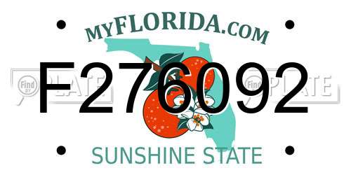 F276092 Florida License Plate