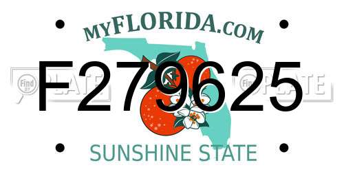 F279625 Florida License Plate