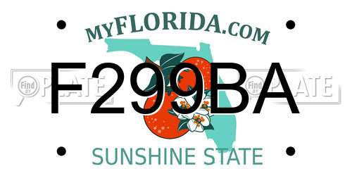 F299BA Florida License Plate