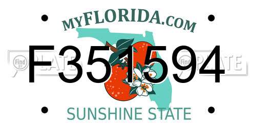 F351594 Florida License Plate