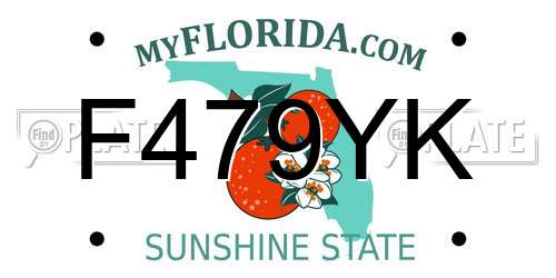 F479YK Florida License Plate