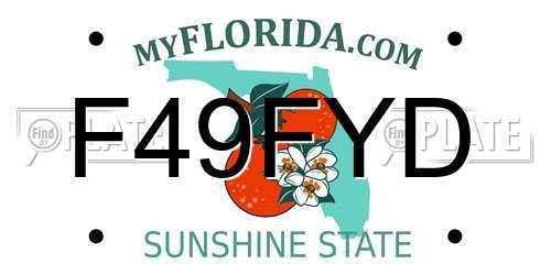 F49FYD Florida License Plate