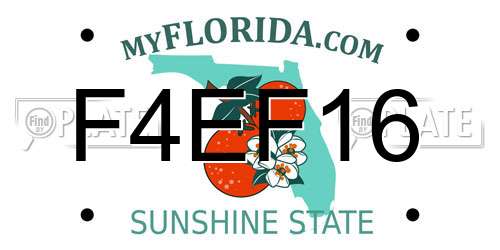 F4EF16 Florida License Plate