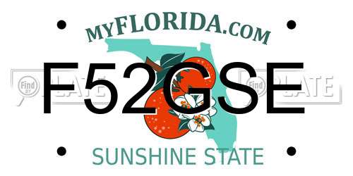 F52GSE Florida License Plate
