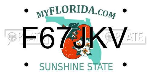 F67JKV Florida License Plate