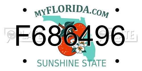 F686496 Florida License Plate