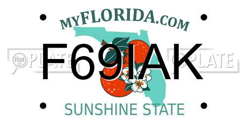 F69IAK Florida License Plate