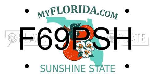 F69PSH Florida License Plate