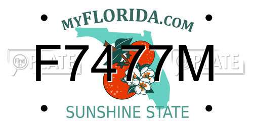F7477M Florida License Plate