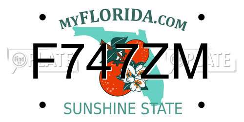 F747ZM Florida License Plate