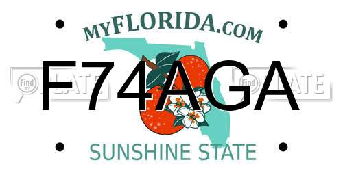 F74AGA Florida License Plate