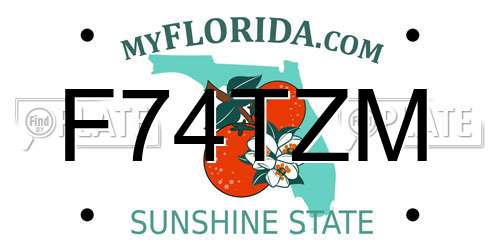 F74TZM Florida License Plate