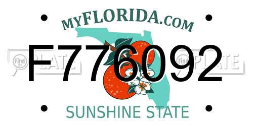 F776092 Florida License Plate