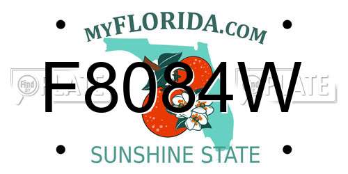 F8084W Florida License Plate