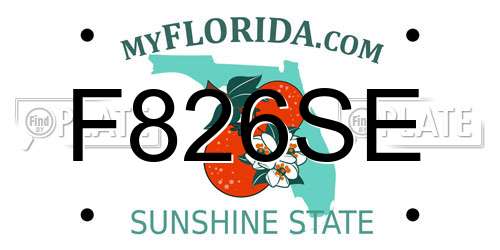 F826SE Florida License Plate