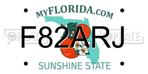 F82ARJ Florida License Plate