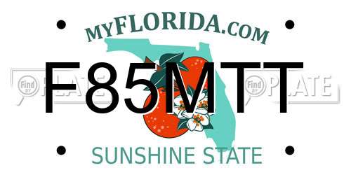 F85MTT Florida License Plate