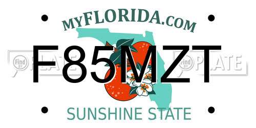 F85MZT Florida License Plate