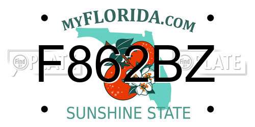 F862BZ Florida License Plate