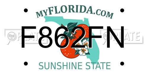 F862FN Florida License Plate