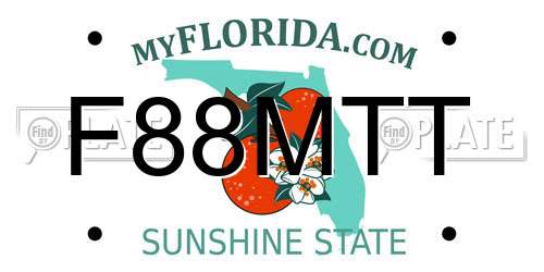 F88MTT Florida License Plate