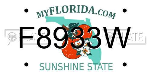 F8933W Florida License Plate