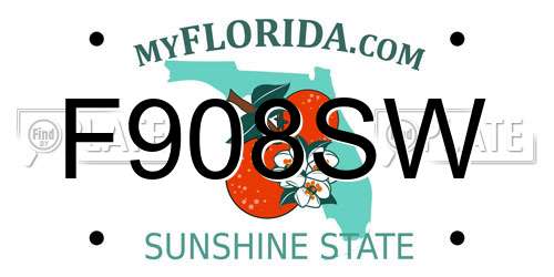 F908SW Florida License Plate