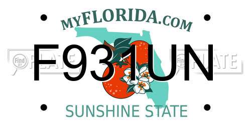 F931UN Florida License Plate