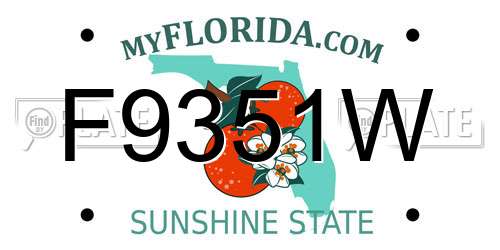 F9351W Florida License Plate