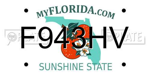 F943HV Florida License Plate