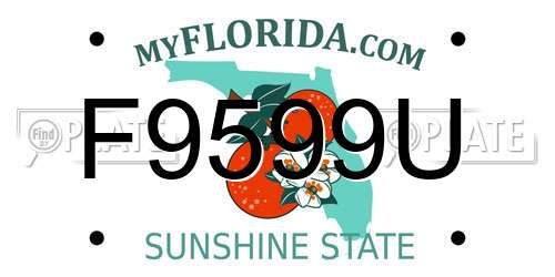 F9599U Florida License Plate