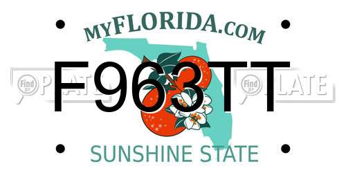 F963TT Florida License Plate