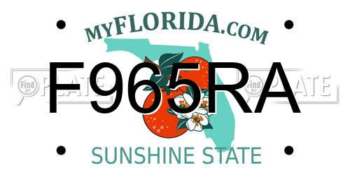 F965RA Florida License Plate
