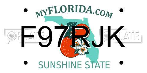 F97RJK Florida License Plate