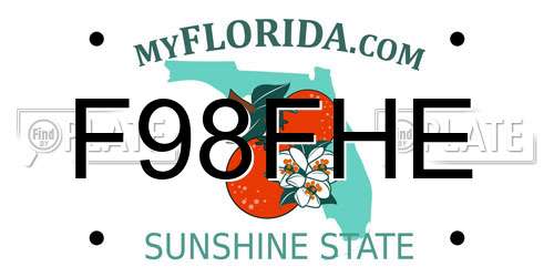 F98FHE Florida License Plate