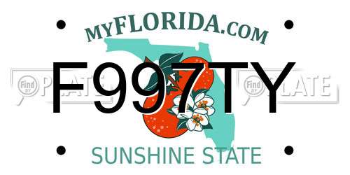 F997TY Florida License Plate