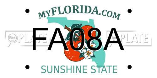 FA08A Florida License Plate